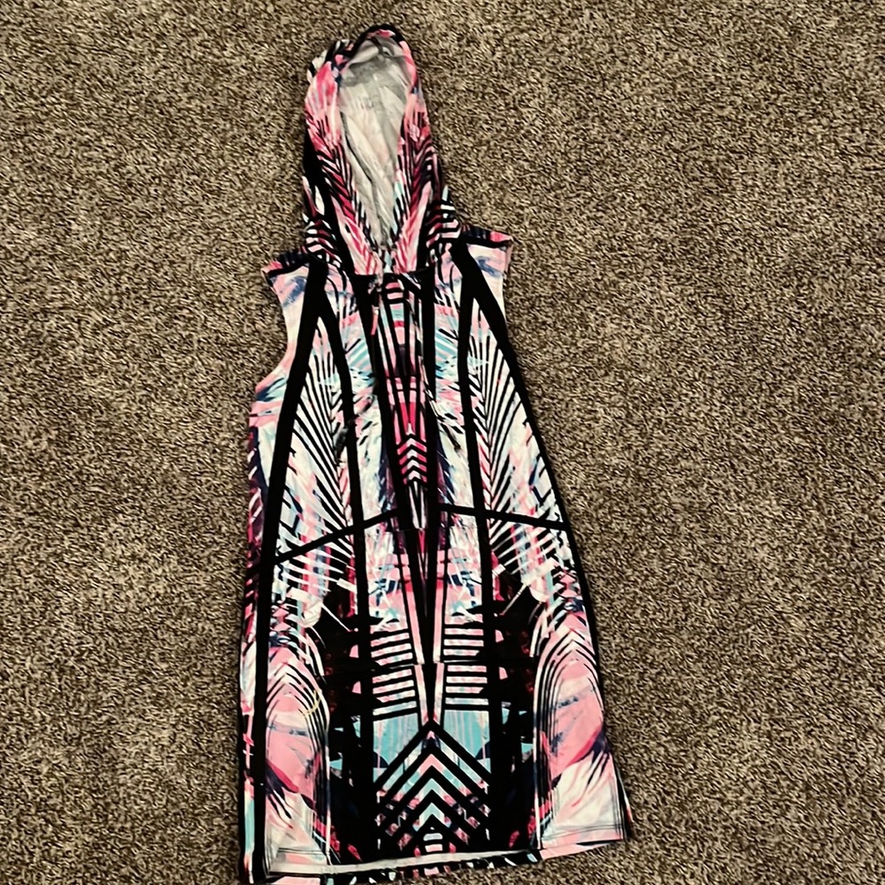 Colorful hoodie dress with kangaroo pocket